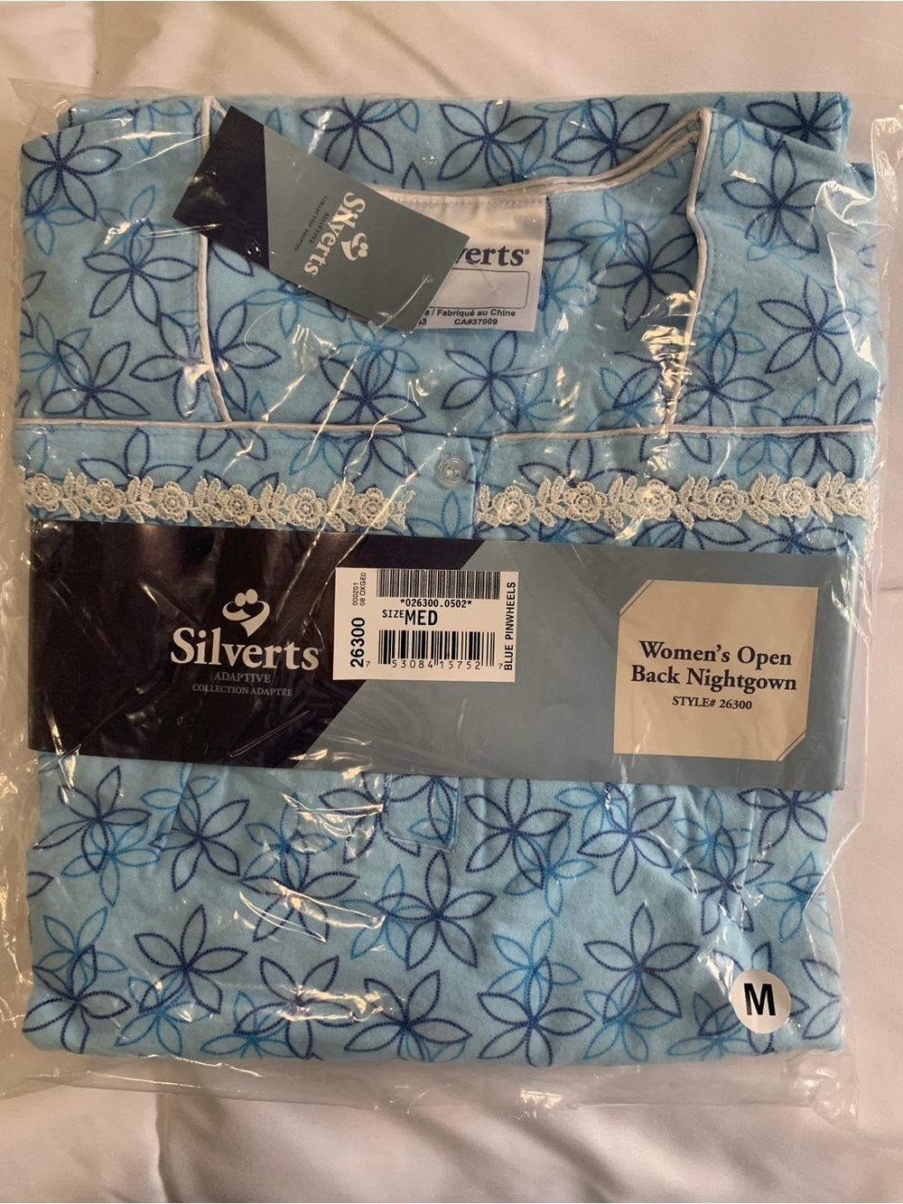 New Silverts Women's Open Back Nightgown Size M